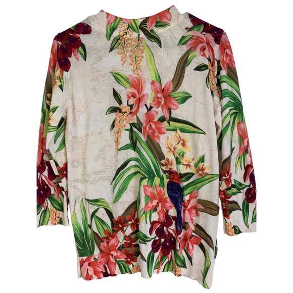 Tommy Bahama S Cotton Floral & Parrot Sequin Embellished Sweater Vacay RT10534 - Picture 9 of 9